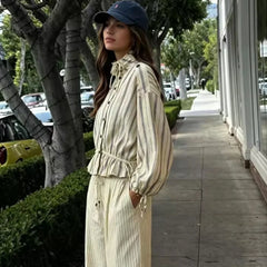 Women's Shirts Autumn 2026 New Fashion Stripes Slim Unique Youth Street Autumn Blouses Chic Elegant Travel Comfortable Blouse