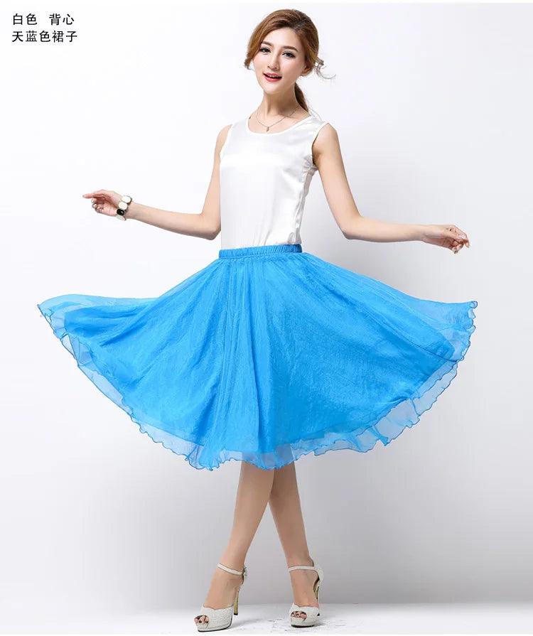 Silk Pleated High Waist Midi