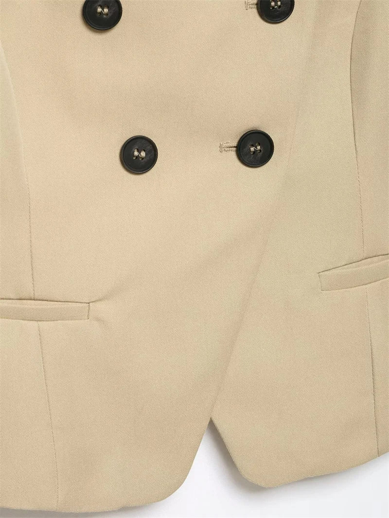 Women's Jacket 2026 New Fashion Double-Breasted Short-Sleeve Slim Jacket for Women Summer Ladies Outerwear Casaul Chic Women Top