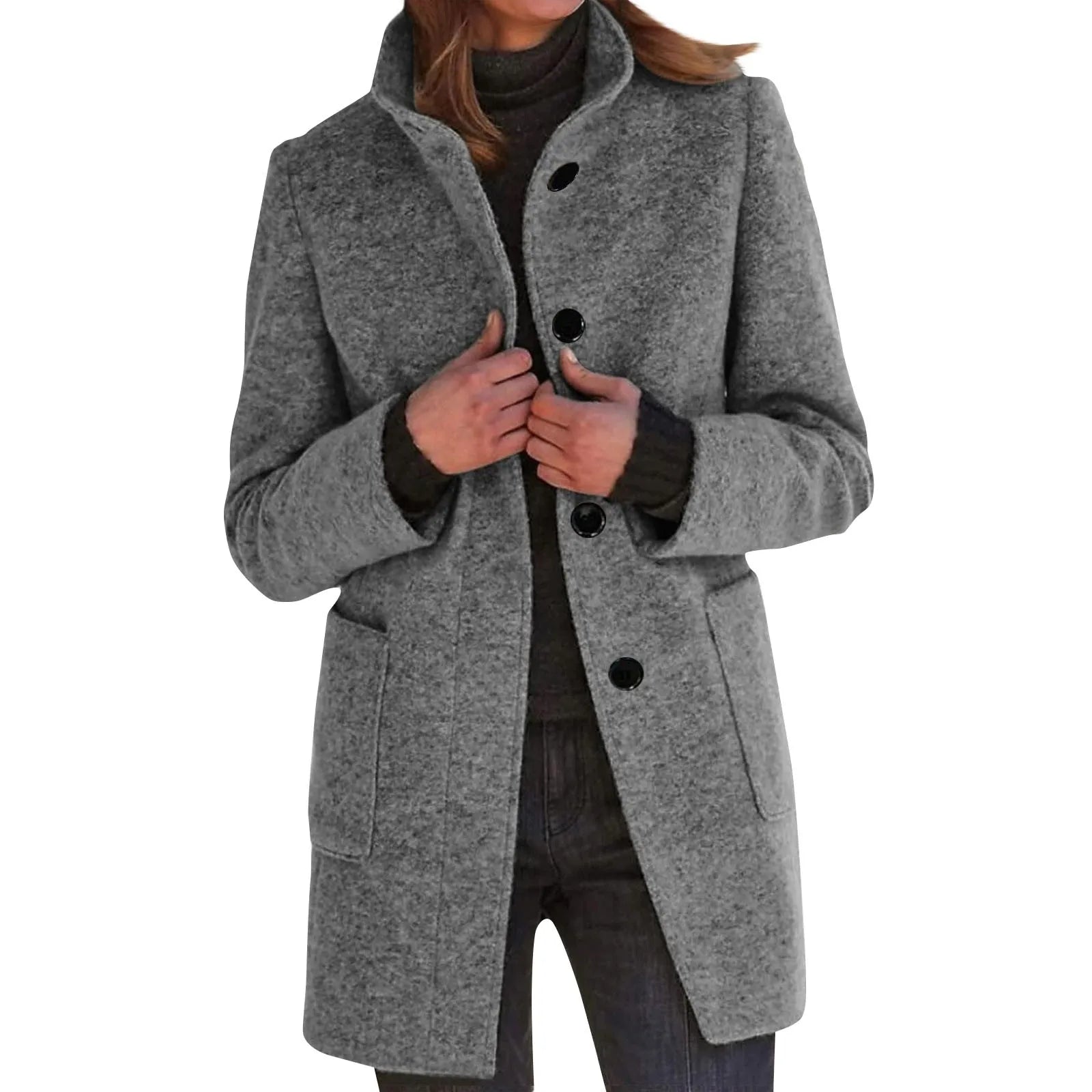 Womens Wool Cardigan Coats With Pockets Ladies Lapel Long Jacket Coat Fashion Solid Casual Winter Jackets for Women Plus Coat