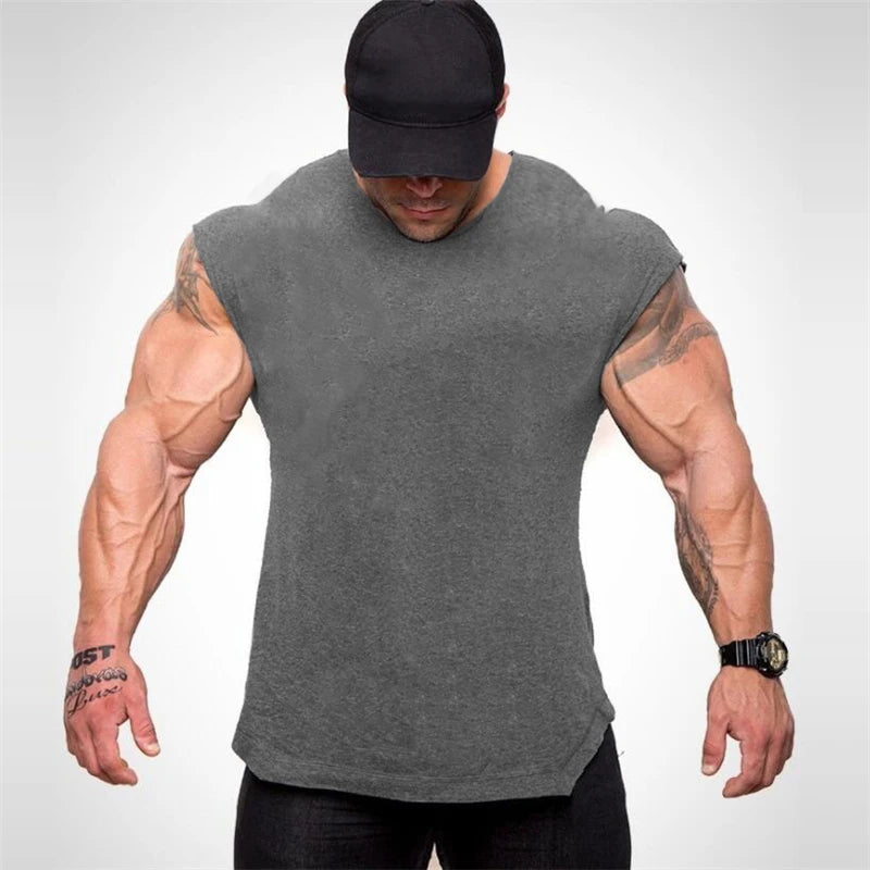 Mens Tank Tops Shirt Gym Tank Top Fitness Clothing Vest Sleeveless Cotton Man Canotte Bodybuilding Ropa Hombre Man Clothes Wear