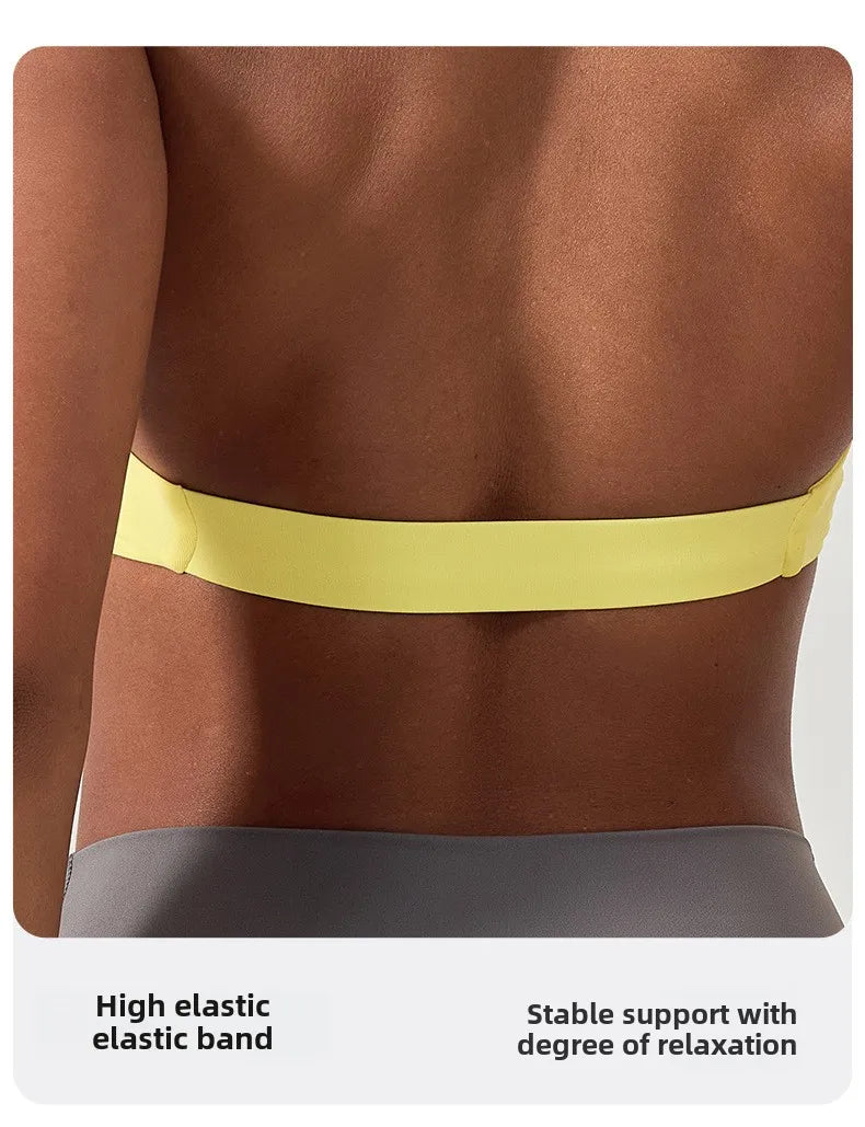 Strappy Bra for Women Open Back Halter Sports Bra Light Support Gym Crop Top Seamless Workout Yoga Top Bra Padded Bras