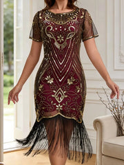 Women's Flapper Dresses 1920s for Women Great Gatsby Sequin Fringed Roaring 20s Cocktail Dress