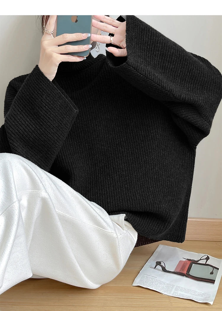 Elegant Merino Turtleneck Knit Sweater