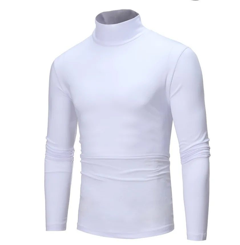 Men's Turtleneck Sweater Warm Soft Knit Pullover Fashion Versatile Long Sleeve Top for Autumn Winter