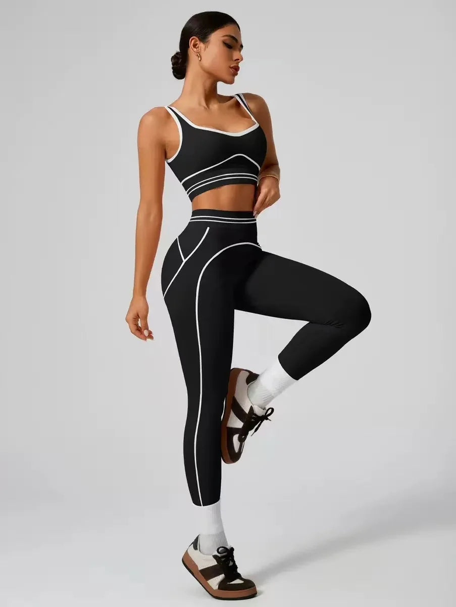 Women Yoga Set Sports Bra High Waist Leggings Gym Workout Fitness Activewear Stretch 2 Piece Suit