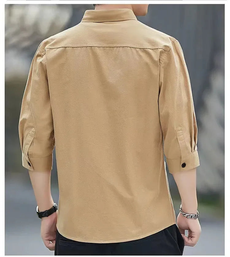 Summer Casual Solid Shirt Men