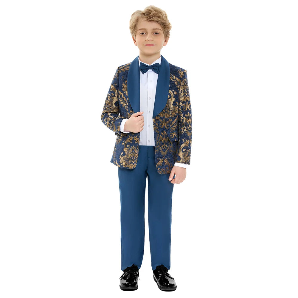 Navy Floral Boys Formal Suit