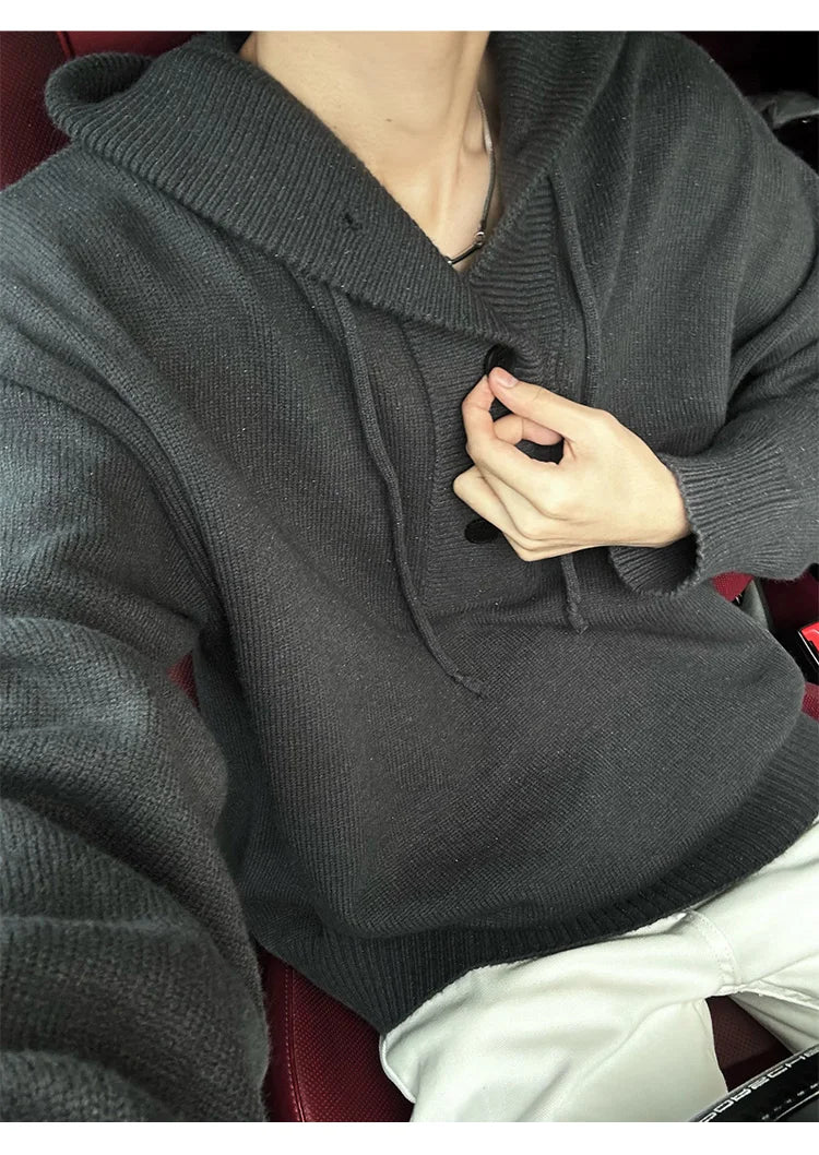 New Autumn Winter Sweaters for Men Loose Trendy Brand Hooded Pullover Sweaters