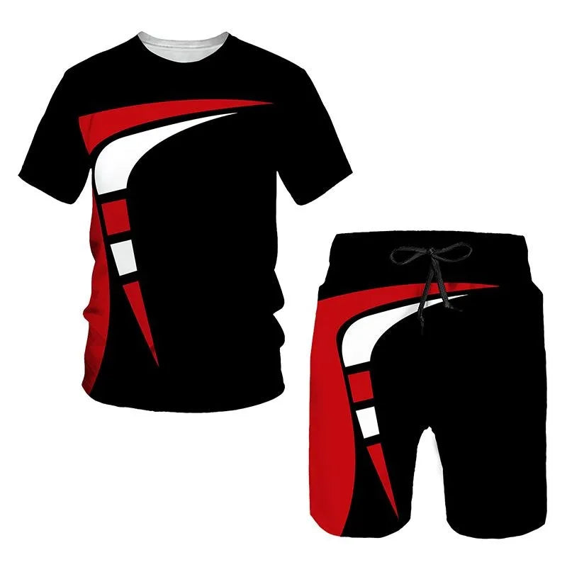 New Men's Tracksuits Summer round neck T-shirt Oversized Men Trend Casual Tracksuits 3D Print T-shirt Shorts 2 Piece Outfit