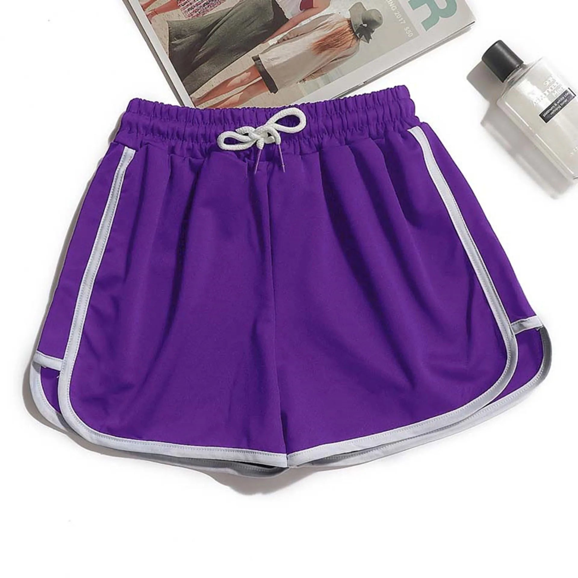 Women Yoga Shorts Summer Outer Wear Mid-Waist Casual Loose Straight Pants Lady Stylish Thin Breathable Wide Leg Gym Short Pants