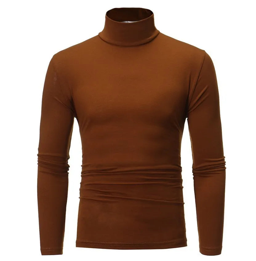 Men's Turtleneck Sweater Warm Soft Knit Pullover Fashion Versatile Long Sleeve Top for Autumn Winter