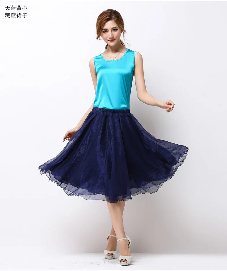 Silk Pleated High Waist Midi