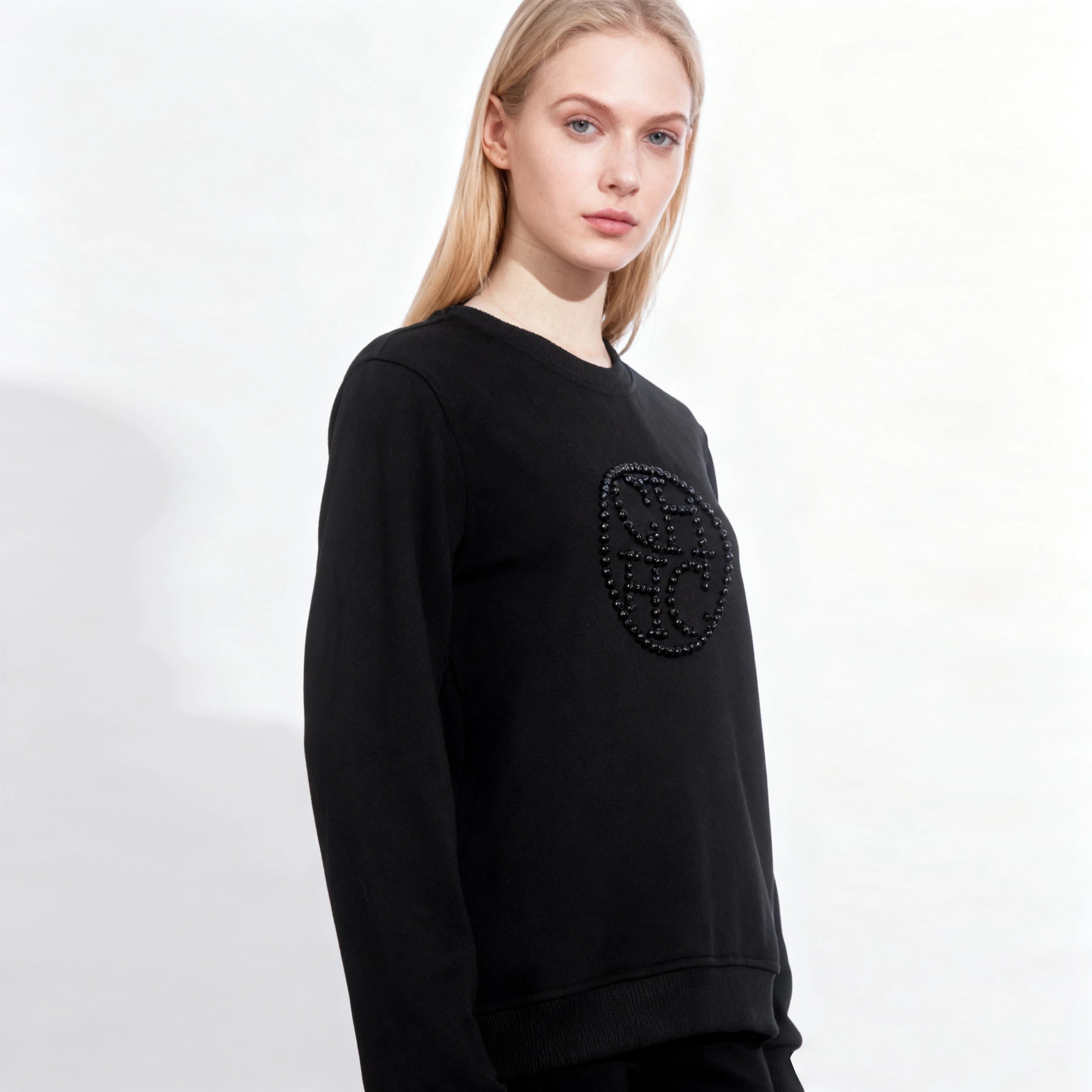 Beaded Casual Pullover Sweatshirt Women