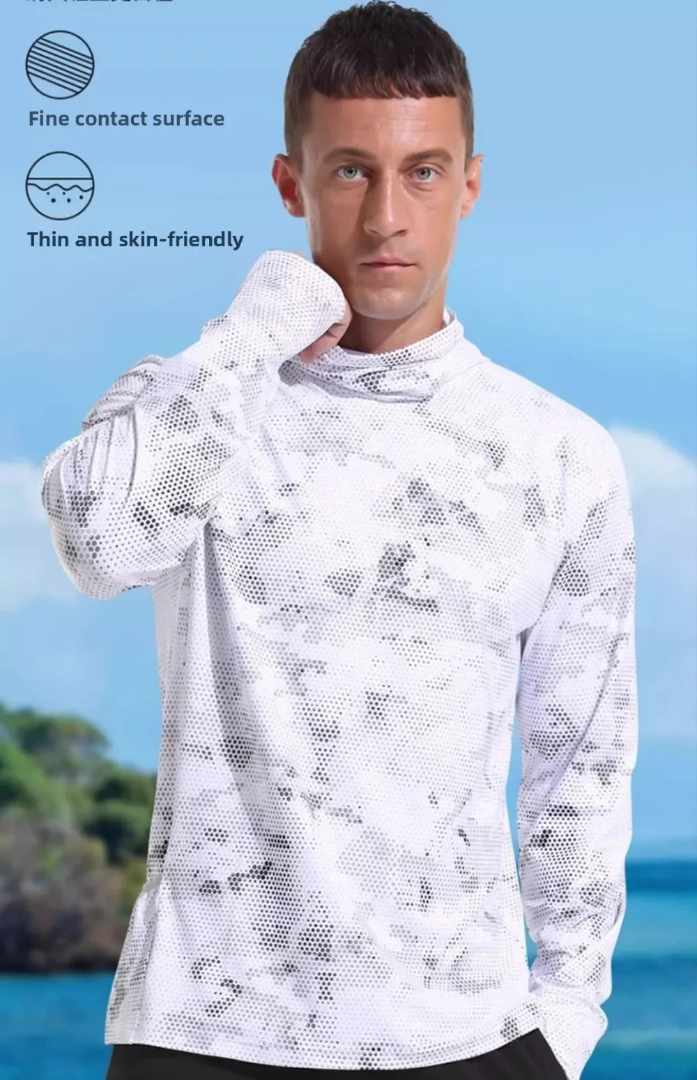 Hooded Design Fishing Shirt Summer Mask Lightweight Material Hooded Fishing Clothes Performance Fabric Outdoor Hoodie