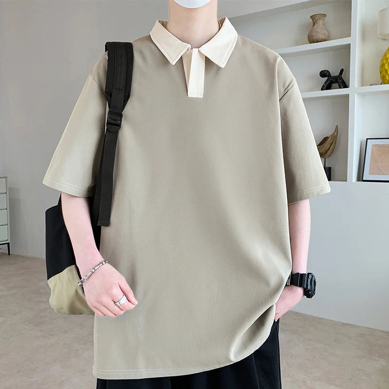 Oversized Contrast Summer Polo Shirt