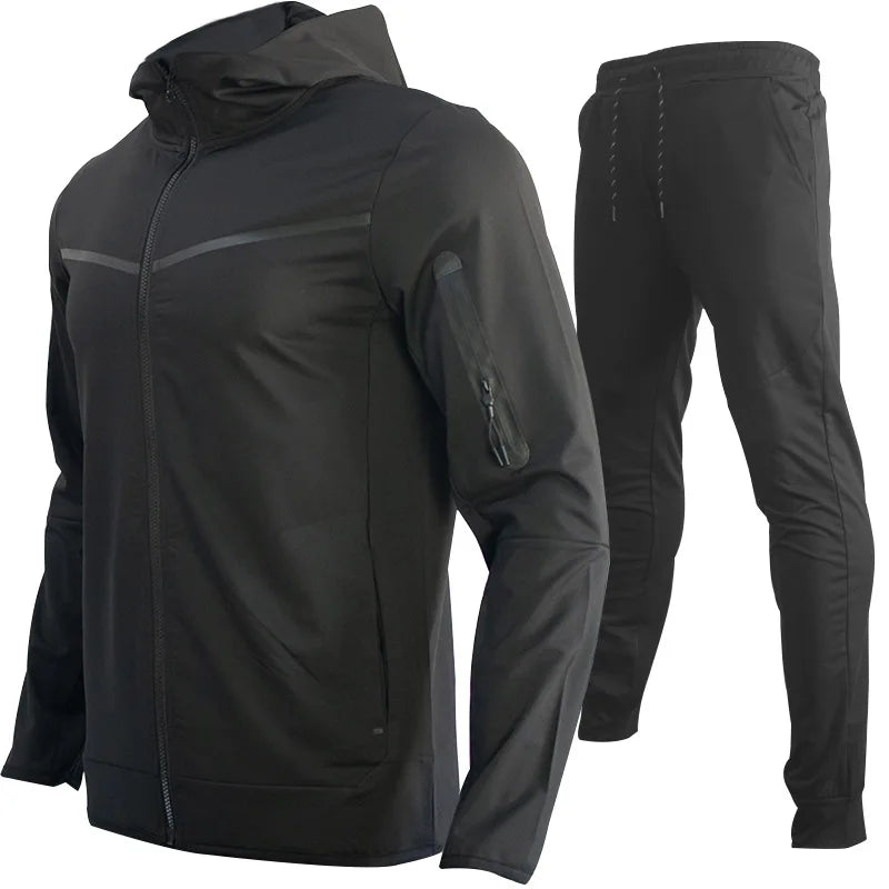 Luxury Brand Men Tracksuits 2-piece Set Black Sports Suit Tracksuits Jogging Men's Clothing Sweatpants Zip Sweatshirts Techwear