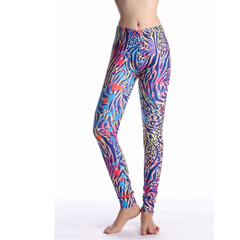 Women Leggings High Waist Cartoon Comic Beauty Print Trousers Soft Female Casual Elastic Pant
