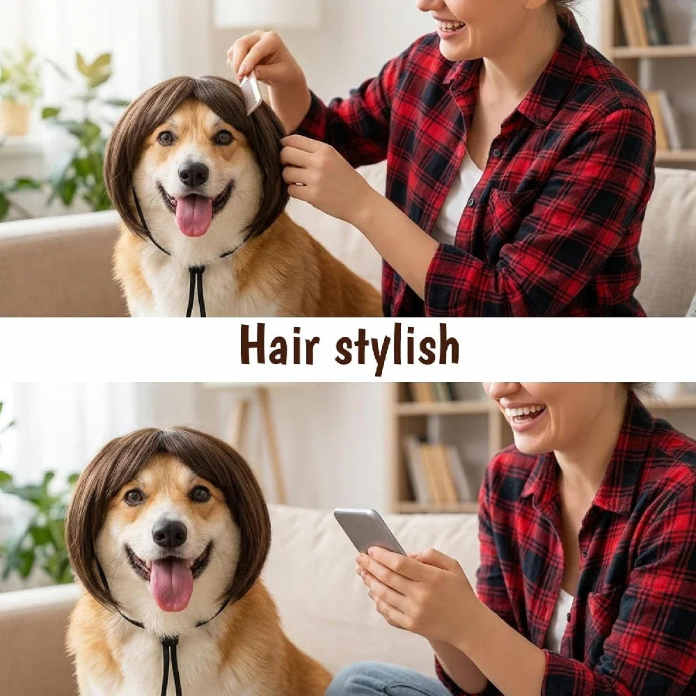 Pet Wigs Cosplay Props Dog Cat Cross-Dressing Hair Set Photography Funny Props Head Accessories Prank Pet Supplies Costumes DIY