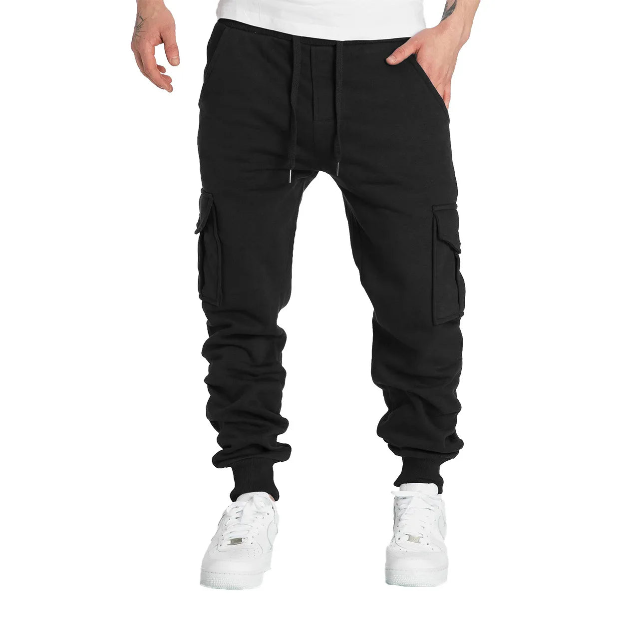 New Mens Sweatpants Straight Fit Joggers for Sports and Streetwear Loose Oversized Drawstring Long Pants Men Multi-pocket Pants