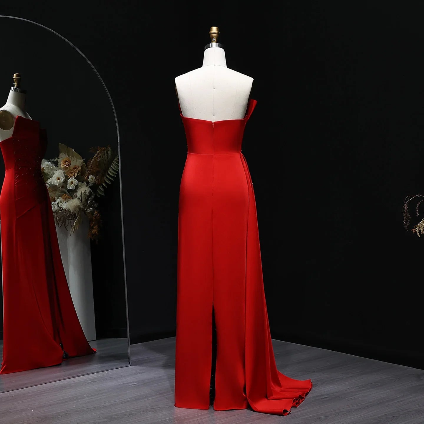 Strapless Satin Mermaid Evening Gown