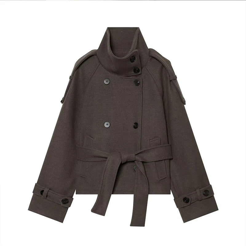 New Women's Jackets & Coats Autumn 2026 Fashion Loose Belt Elegant Turtleneck Warm Winter Jackets Women's Chic Youth Street Coat