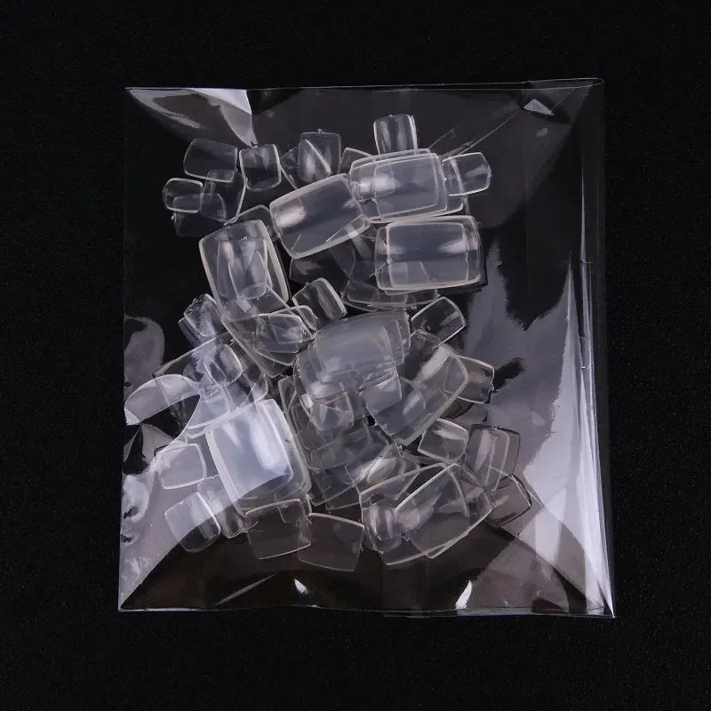 False Toes Nails French Square Nature White Clear Fake Toe Nails Feet Nail Tips Artificial Press on Toenails for Women Makeup