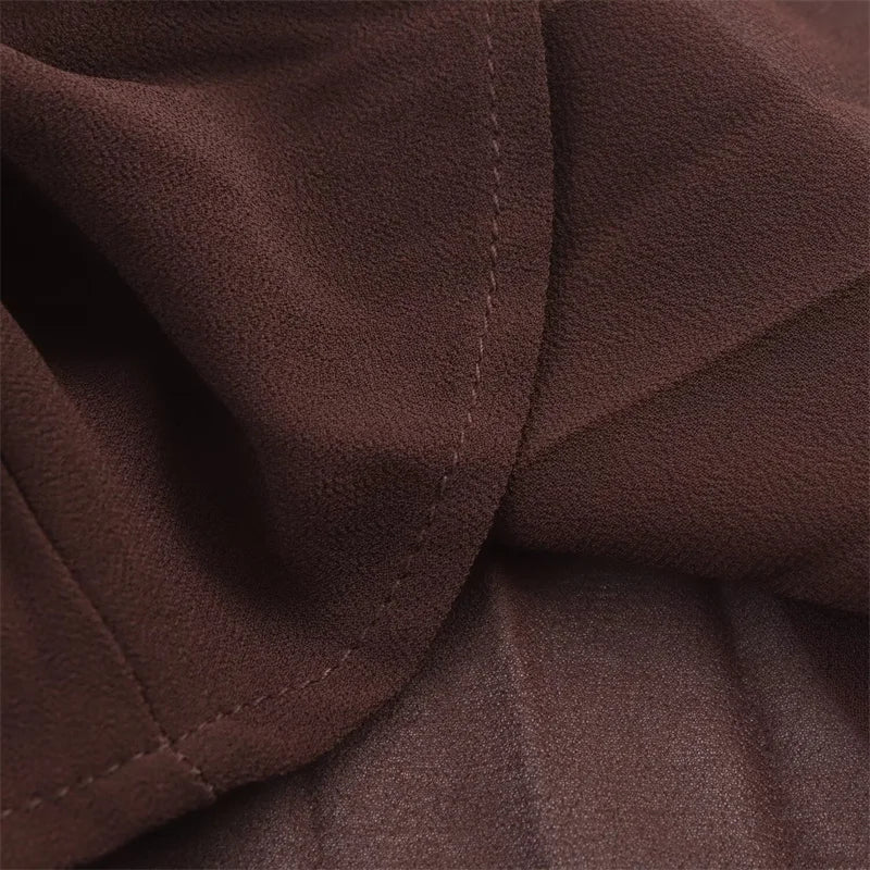 Elegant Pleated Belted Midi Dress