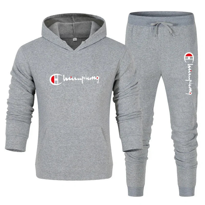2025 Men's Tracksuit Hooded Sweatshirt+Sweatpants 2 Pcs Sets Sports Suit Casual Jogger Sportswear 2 Piece Male Streetwear Sets