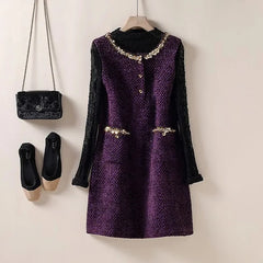 Elegant Tweed Sleeveless Midi Dress