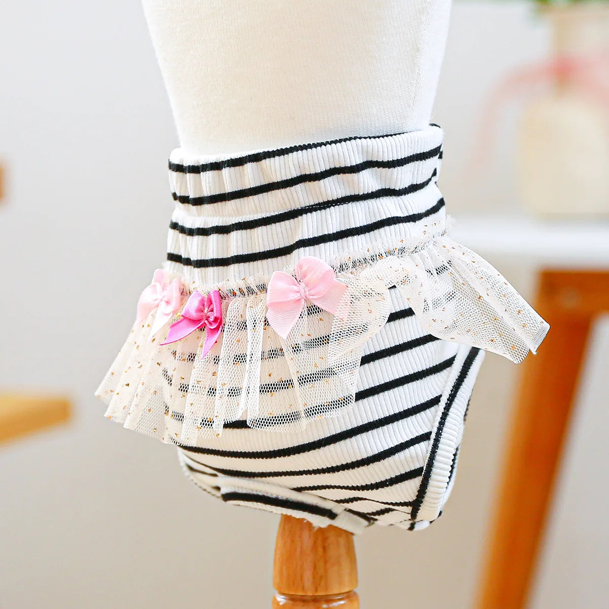 Striped Cotton Puppy Panties Set