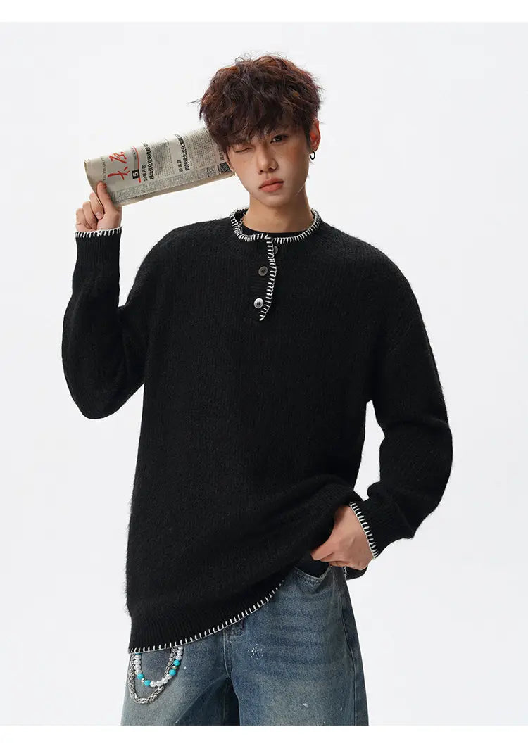 Korean Button Knit Pullover