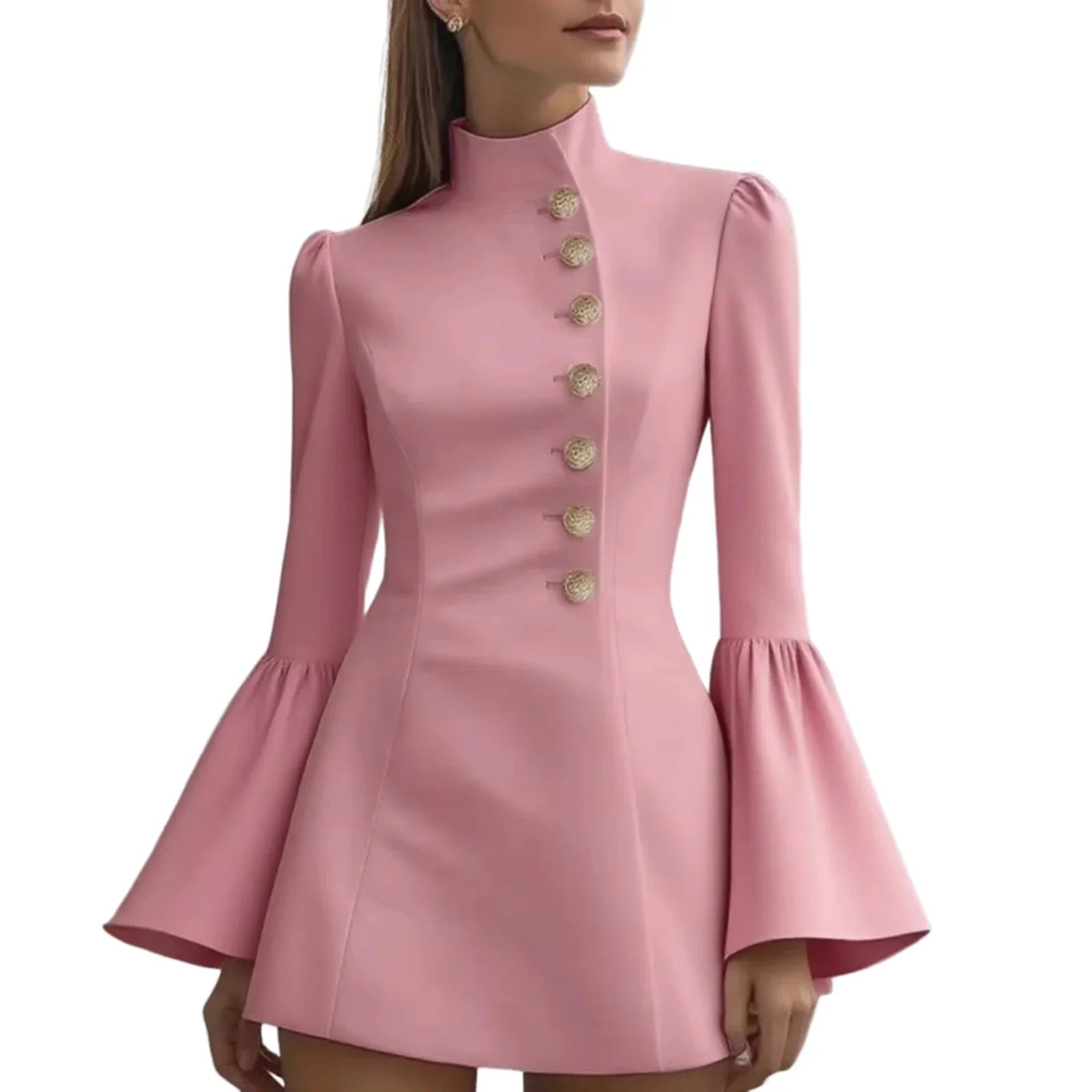 Elegant Bell Sleeve Slim Midi Dress