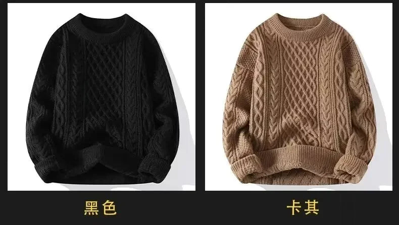 2024 Autumn Winter Men's Sweater Japan Fashion Men Clothing Striped Sweater Men Casual Streetwear Pullover O-Neck Sweaters Men