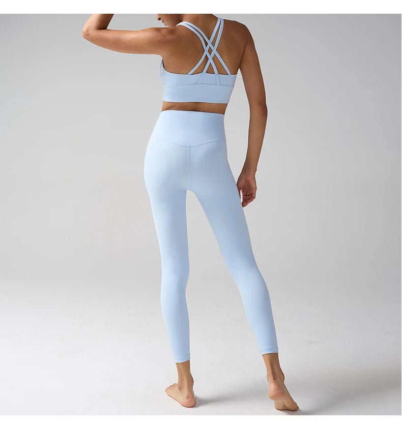 Women's Yoga Set Workout Set 2 Piece High Waist Yoga Leggings Sports Bra Gym Suit Activewear Sports Fitness Set Sports Suit