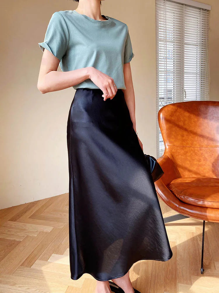 Elegant Satin A-Line Summer Skirt