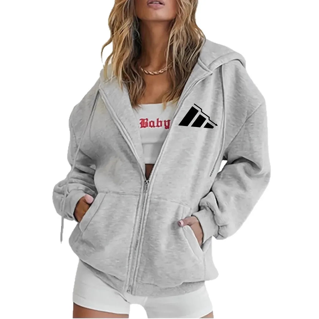 Women's Hoodie Jacket Zipper Fleece Lined Casual Sportswear Hooded Sweatshirt Outerwear 5046 Print Comfortable Loose Fit