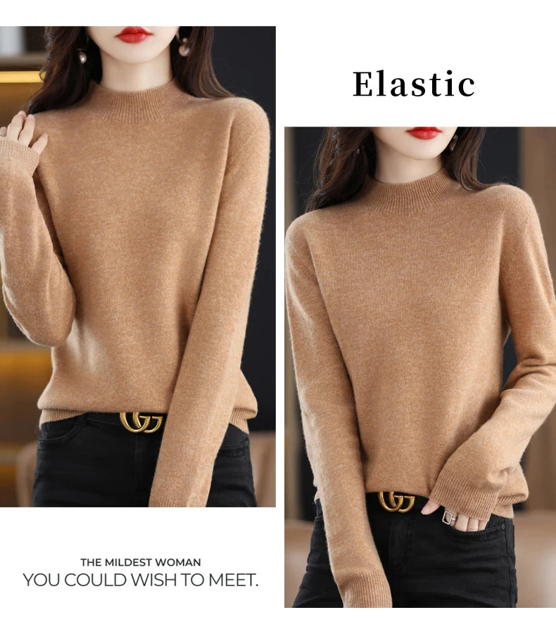 Merino Wool Mock Neck Pullover