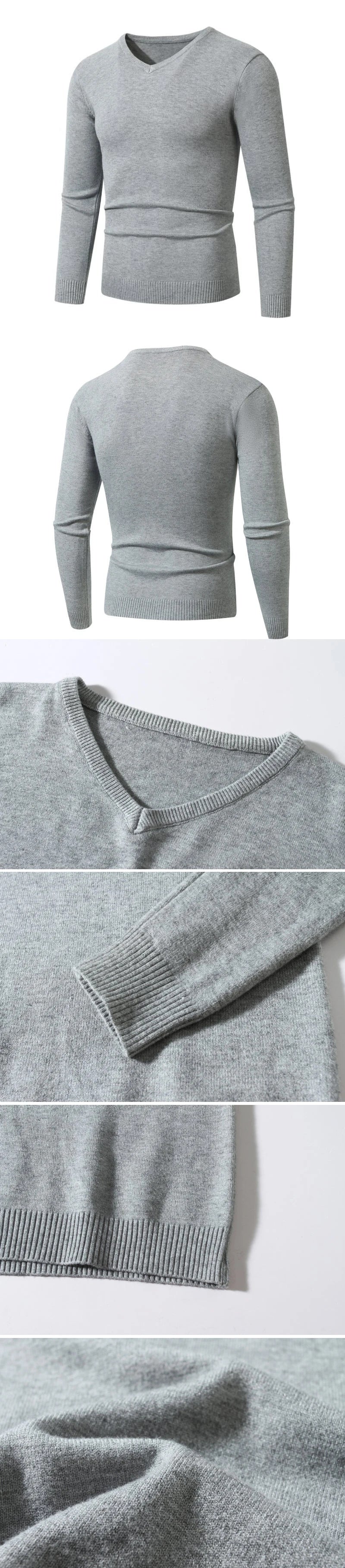 Slim V-Neck Knit Pullover