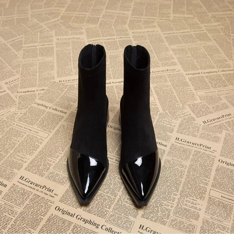 Pointed Mid Calf Chelsea Heels