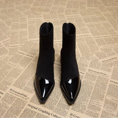 Pointed Mid Calf Chelsea Heels