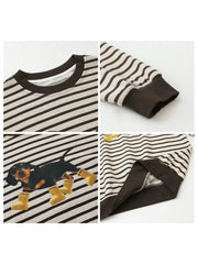 Striped Dog Print Loose Tee