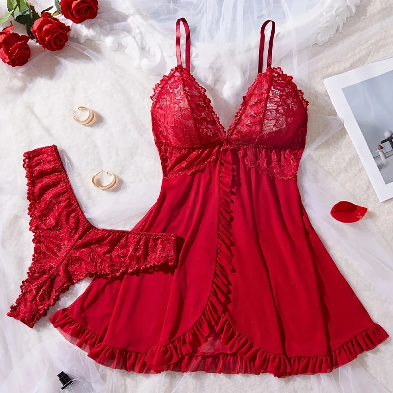 Ultra Thin Lace Suspender Sleepwear