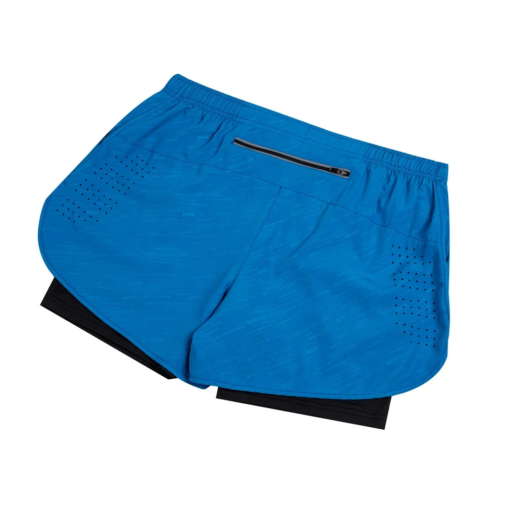 Summer Men's Reflective Running Shorts Fitness Quick Drying Double-Layer Shorts Men's Exercise Training Bodybuilding Shorts