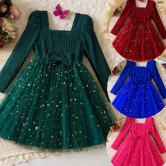 Christmas Bow Princess Girls Dress