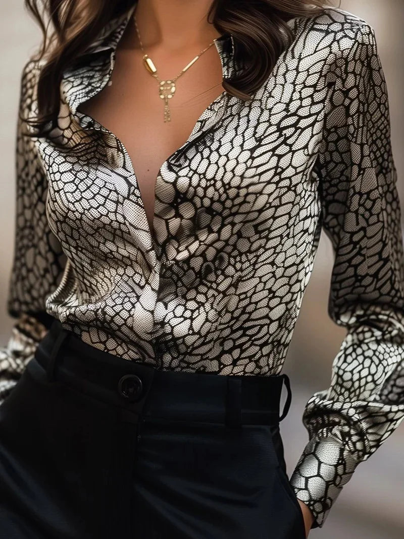 Elegant Leopard Print Office Blouse