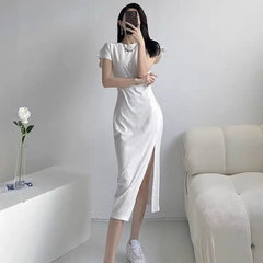 Chic Minimalist White Midi Dress