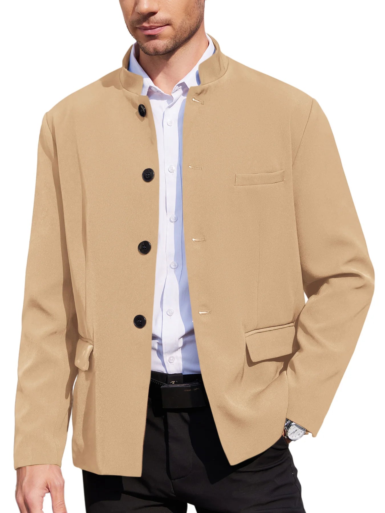 Men’s Lightweight Stand-Collar Casual Blazer