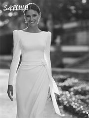 Modern Satin Scoop Neck Wedding Gown