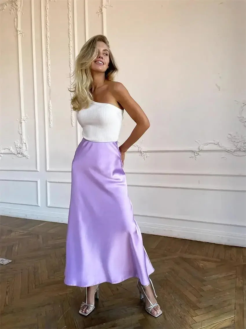 Elegant Satin A-Line Summer Skirt